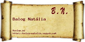 Balog Natália névjegykártya