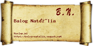 Balog Natália névjegykártya