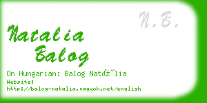 natalia balog business card